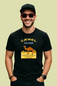 Tricou Camel filters tigari retro pe fundal negru design clasic, Copii | Dama | Barbat , tricou negru - Img 4