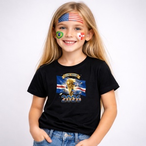 Tricou Cape Verde World Cup 2026 Fifa, din bumbac 100%, tricou negru, Copii | Dama | Barbat - Img 2