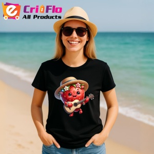 Tricou Capsuna amuzanta de vara cantaret, Fructe, Copii | Dama, culoare negru - Img 11