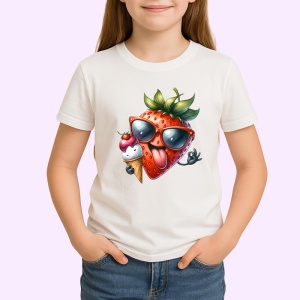 Tricou Capsuna amuzanta de vara cu inghetata, Fructe, Copii | Dama