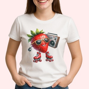 Tricou Capsuna amuzanta de vara party pe role, Fructe, Copii | Dama - Img 2