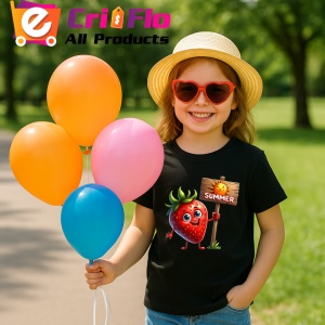 Tricou Capsuna amuzanta de vara summer, Fructe, Copii | Dama, culoare negru - Img 3