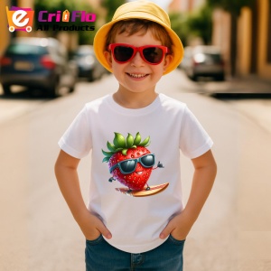 Tricou Capsuna amuzanta de vara surf, Fructe, Copii | Dama - Img 3