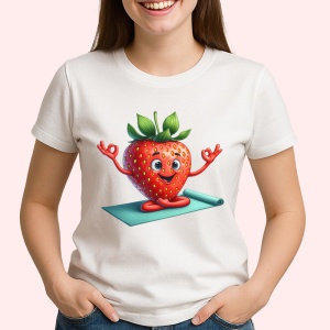 Tricou Capsuna amuzanta de vara yoga, Fructe, Copii | Dama - Img 2