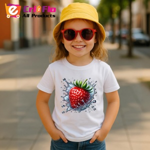 Tricou Capsuna in valuri reci, Fructe, Copii | Dama - Img 4