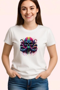 Tricou Caracatita cu craniu stil fantasy si street art combinat Copii | Dama | Barbat - Img 3