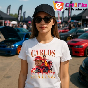 Tricou Carlos Sainz Colaj Rosu Portocaliu Formula 1, Copii | Dama | Barbat - Img 8