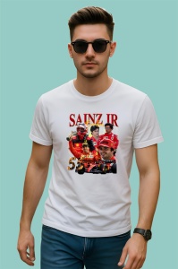 Tricou Carlos Sainz Jr Colaj Masina Echipa Ferrari Formula 1, Copii | Dama | Barbat - Img 2