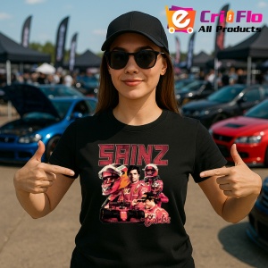 Tricou Carlos Sainz Poster Desen Formula 1 Masina Rosie, Copii | Dama | Barbat - Img 6