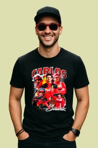 Tricou Carlos Sainz Poster Portret Rosu Ferrari Formula 1, Copii | Dama | Barbat - Img 4