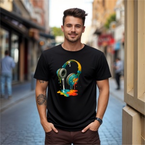 Tricou Casti colorate care se topesc Negru, Copii | Dama | Barbat - Img 6