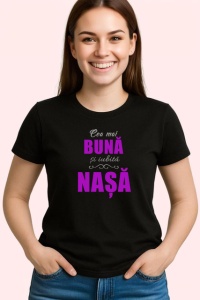 Tricou Cea Mai Iubita Nasa V8 Mov, din bumbac 100%, tricou negru Dama - Img 2