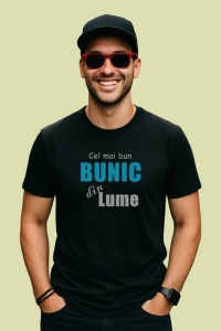 Tricou Cel Mai Bun Bunic Din Lume Albastru V2, din bumbac 100%, tricou negru Barbat - Img 2