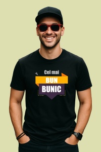 Tricou Cel Mai Bun Bunic Din Lume V4, din bumbac 100%, tricou negru, Dama | Barbat