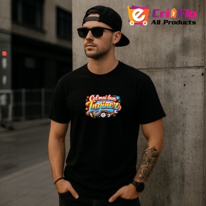 Tricou Cel Mai Bun Inginer Font Portocaliu V4, din bumbac 100%, tricou negru Dama | Barbat - Img 7