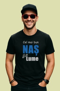 Tricou Cel Mai Bun Nas Albastru, din bumbac 100%, tricou negru, Dama | Barbat - Img 2