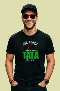 Tricou Cel Mai Bun Tata, din bumbac 100%, tricou negru, Dama | Barbat - Img 2