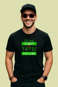 Tricou Cel Mai Iubit Tatic Din Lume Verde, din bumbac 100%, tricou negru Barbat - Img 2