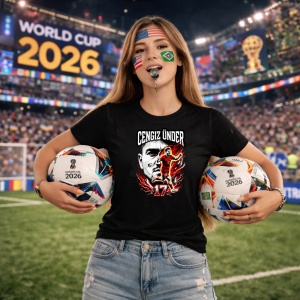 Tricou Cengiz Under Turkey World Cup Fifa 2026, din bumbac 100%, tricou negru, Copii | Dama | Barbat - Img 9