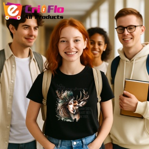 Tricou Cerb si femeie cu coarne mesaj know them raise them be them Copii | Dama | Barbat, negru