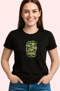 Tricou Champion Fotbalist Actiune Teren V2, din bumbac 100%, tricou negru Copii | Dama | Barbat