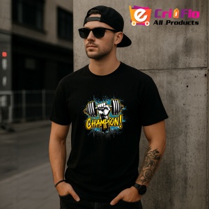 Tricou Champion Pumn Haltere Galben, Copii | Dama | Barbat, culoare negru - Img 7