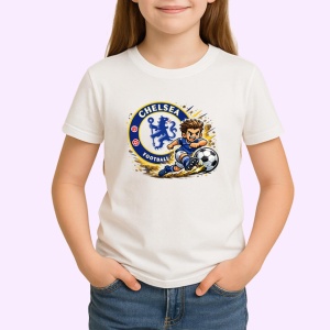 Tricou Chelsea Fotbal Club Logo Minge Albastru, din bumbac 100% , tricou alb pentru Copii | Dama | Barbat