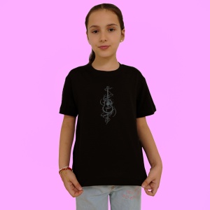 Tricou Chitara Note Muzicale Eleganta, Copii | Dama | Barbat, culoare negru - Img 3