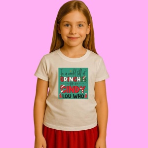 Tricou Cindy Lou Who Funny In A World Full Of Grinches, din bumbac 100%, tricou alb, Copii | Dama | Barbat - Img 2
