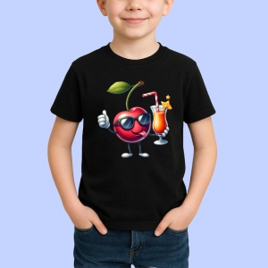 Tricou Cireasa de vara amuzanta cool summer, Fructe, Copii | Dama, culoare negru