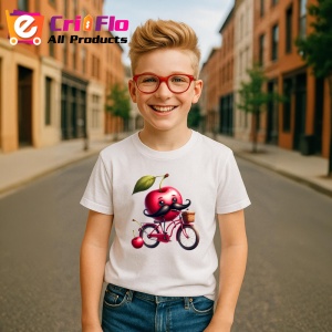 Tricou Cireasa de vara amuzanta pe bicicleta, Fructe, Copii | Dama - Img 5