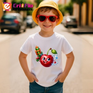 Tricou Cireasa de vara amuzanta pistol cu apa, Fructe, Copii | Dama - Img 3