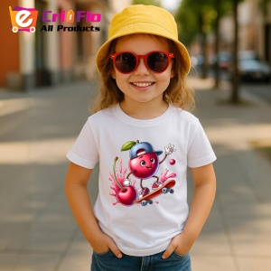 Tricou Cireasa de vara amuzanta skateboarding, Fructe, Copii | Dama - Img 4