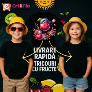 Tricou Cireasa de vara amuzanta skateboarding, Fructe, Copii | Dama, culoare negru - Img 6