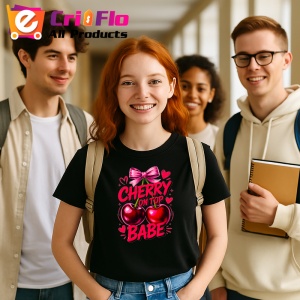 Tricou Cireasa Lucioasa si zemoasa, Fructe, Copii | Dama, culoare negru - Img 10