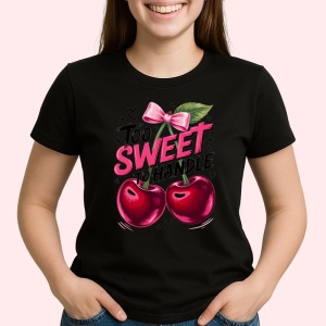 Tricou Cireasa Prea dulce sa fii manevrata, Fructe, Copii | Dama, culoare negru - Img 2