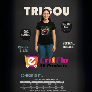 Tricou Cireasa si valuri de apa, Fructe, Copii | Dama, culoare negru - Img 13