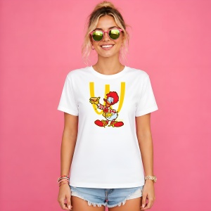 Tricou Clovnul Ronald Burger Logo Galben Urban Fast Food Mashup, din bumbac 100% Copii | Dama | Barbat - Img 3