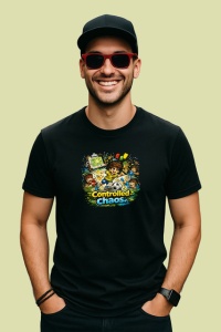Tricou Controlled Chaos Copil Fotbalist Colorat, din bumbac 100%, tricou negru Copii | Dama | Barbat - Img 2