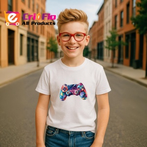 Tricou Controller Gaming Colorat Poligonal, Copii | Dama | Barbat - Img 8