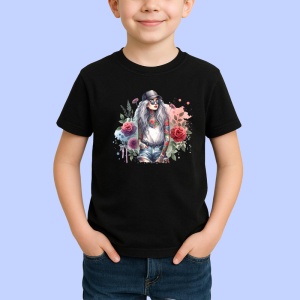 Tricou Cool girl jeans cap red rose, fata cool cu blugi sapca si trandafir rosu, Copii | Dama | Barbat , tricou negru - Img 2