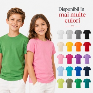 Tricou copii 100% bumbac,pentru fete și băieți 160 gm/², 32 nuanțe, mărimi 4–12 ani