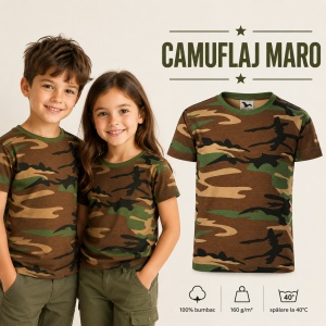 Tricou copii camuflaj Malfini 149 – 100% bumbac, unisex, fete și băieți - Img 11
