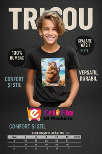 Tricou copii Capybara - Canta la chitara Ukulele pe o plaja in Hawaii - Img 6