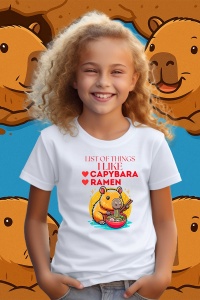 Tricou copii Capybara - Lista lucrurilor care imi place : ramen si capybara hawaii - Img 2