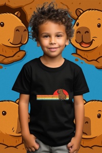 Tricou copii Capybara - Rasarit retro - Img 2