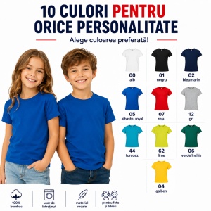 Tricou Copii Clasic Basic Free – Băiat și Fată, 100% Bumbac, Confortabil - Img 10