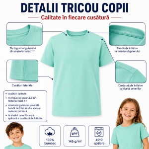 Tricou Copii Classic New Malfini – 100% Bumbac, Mânecă Scurtă, Fete și Băieți, 18 Culori - Img 9