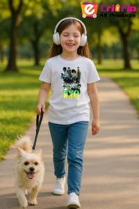 Tricou copii cu formatia EXO 2 , din bumbac 100% - Img 8