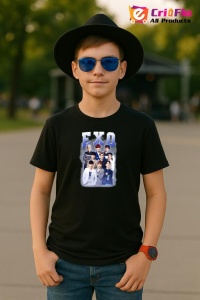 Tricou copii cu formatia EXO 9 , din bumbac 100% - Img 5